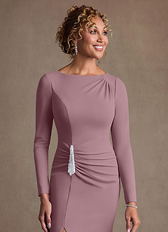 Azazie Mirabal vestidos de madre de la novia Vestido de Rosa Polvorienta de Crepé elástico de Corte Recto con Plisado image5