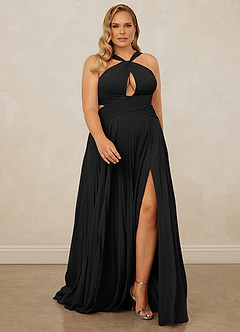 Christian Siriano Bridal for Azazie 1009 Bridesmaid Dresses Black A-Line Pleated Chiffon Dress image9