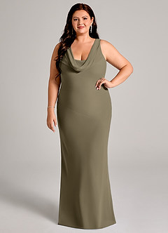 Azazie Rylina Bridesmaid Dresses Willow Green Mermaid Pleated Chiffon Dress image7