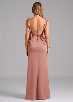 Azazie Jessamine Bridesmaid Dresses Rosette A-Line Corset Stretch Satin Dress image6
