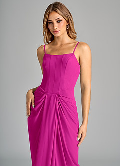 Azazie Anaïs Vestidos de damas de honor Vestido de Fucsia de Gasa de Corte Recto con Sin tirantes image7