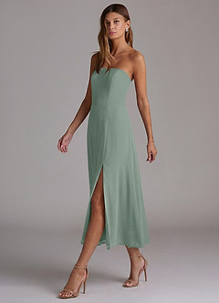 Azazie Wren Bridesmaid Dresses Silver Sage A-Line Strapless Chiffon Dress image3