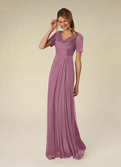 Azazie Bessie Mother of the Bride Dresses Vintage Mauve A-Line Pleated Mesh Dress image3