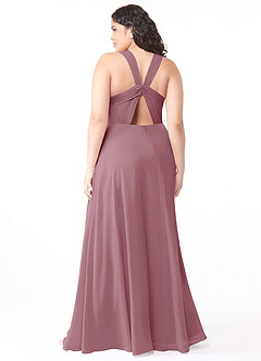 Azazie Jane Final Sale Vintage Mauve A-Line V-Neck Pleated Chiffon Dress image7
