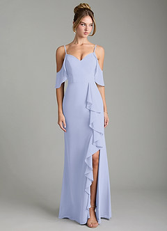 Azazie Alexys Bridesmaid Dresses Lavender Sheath Off the Shoulder Chiffon Dress image1