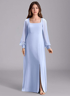 Azazie Bondi Junior A-Linie Blouson Chiffon Kleid Eis image7