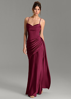 Azazie Zorah Bridesmaid Dresses Burgundy Mermaid Corset Stretch Satin Convertible Dress image5