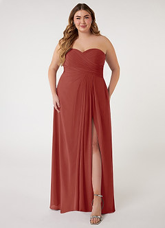 Azazie Arabella Allure Bridesmaid Dresses Terracotta A-Line Sweetheart Neckline Chiffon Convertible Dress image12