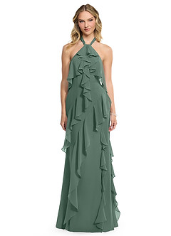 Azazie Velma Brautjungfernkleider A-Linie Seitliche Cut-Outs Chiffon Kleid Seemoos image1
