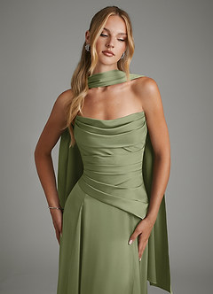 Azazie Gabriela Bridesmaid Dresses Garden Sage A-Line Corset Stretch Satin Dress image5