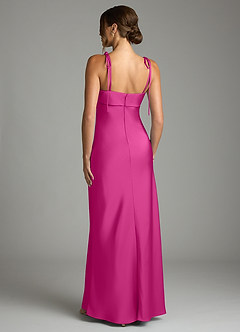 Azazie Ellia Bridesmaid Dresses Fuchsia Sheath Bow Stretch Satin Dress image5