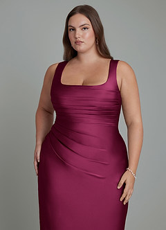 Azazie Agustina Bridesmaid Dresses Red Plum Mermaid Corset Stretch Satin Dress image12