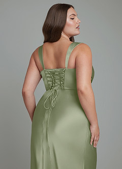Azazie Agustina Bridesmaid Dresses Pistachio Mermaid Corset Stretch Satin Dress image13