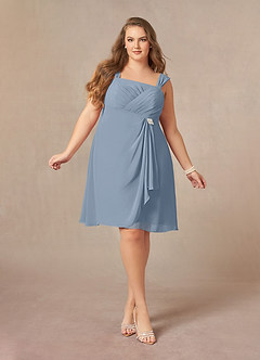 Azazie Olivia Mother of the Bride Dresses Dusty Blue A-Line Square Neckline Pleated Chiffon Dress image9