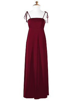 Azazie Violeta Junior A-Linie Schleifen Stretch-Satin Kleid Burgunderrot image5