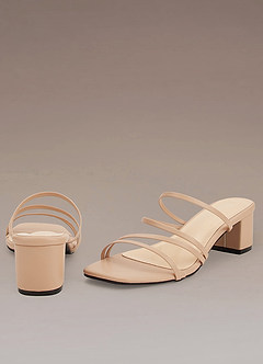 front Nude Strap Low Heel Sandals