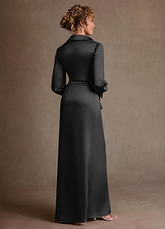 Azazie Jacinta Klänningar till brudens mor Klä Tubklänning i Stretch Satin Plisserad Svart image3