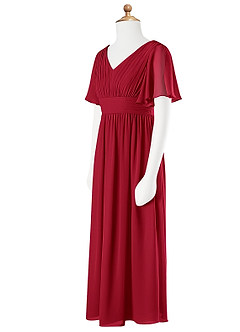 Azazie Temeka Junior Scarlet A-Line Pleated Chiffon Dress image6
