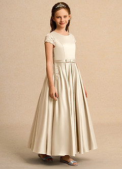 Azazie Bunny Girl Flower Girl Dresses Champagne Ball-Gown Lace Dress image5