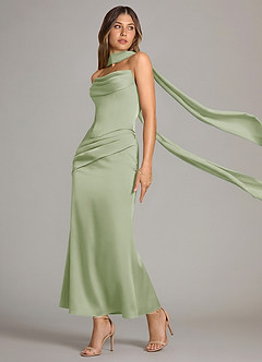 Azazie Sorrel Bridesmaid Dresses Dusty Sage Mermaid Corset Stretch Satin Convertible Dress image4
