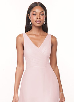 Azazie Nala Jurken voor bruidsmeisjes Jurk van Chiffon met A-Lijn Geplooid Blozend Roze image4