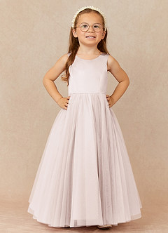 Azazie Muni Flower Girl Dresses Rose Petal A-Line Bow Tulle Dress image2