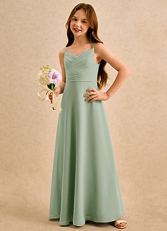 Azazie Hollie Girls Formal Flower Girl Klänningar Klä A-Line i Chiffong Älskling Halsringning image1