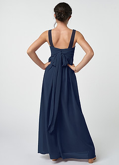 Azazie Kora Junior Dark Navy A-Line Pleated Chiffon Dress image2