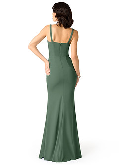 Azazie Gianetta Vestidos de madrinha de casamento Vestido Eucalipto de Crepe Esticado de sereia com Fenda Lateral image2