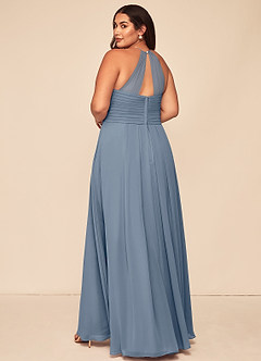 Azazie Ginger Robes de demoiselle d'honneur Robe Trapèze en Mousseline de soie Dos nu plissé Violet Crépusculaire image11