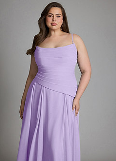 Azazie Gabriela Robes de demoiselle d'honneur Robe Trapèze en Mousseline de soie Corset Lilas image23