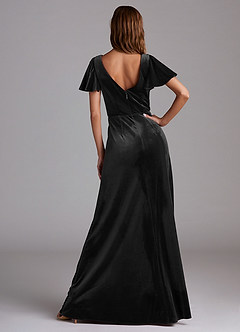 Azazie Soren Bridesmaid Dresses Black A-Line Velvet Dress image6