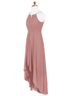 Azazie Oaklynn Junior A-Linie Plissee Chiffon Kleid Altrosa image8