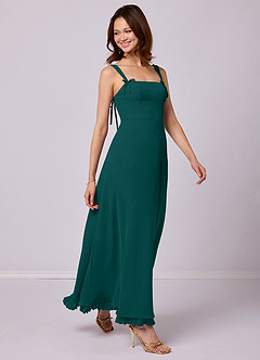 Barbie ♥ Azazie Bridesmaid Dresses Peacock A-Line Pleated Chiffon Dress image1