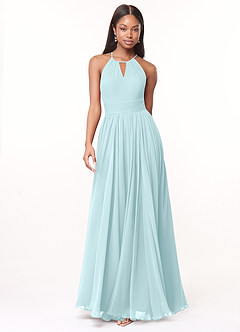 Azazie Cherish Bridesmaid Dresses Sea Glass A-Line Pleated Chiffon Dress image4