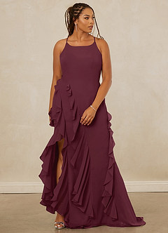 Christian Siriano Bridal for Azazie 1006 Bridesmaid Dresses Cabernet Mermaid Ruched Chiffon Dress image10