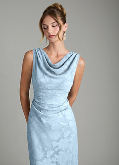 Azazie Kieryn Bridesmaid Dresses Sky Blue Mermaid Pleated Floral Burnout Dress image11