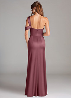 Azazie Wynter Bridesmaid Dresses Desert Rose Sheath One Shoulder Stretch Satin Dress image2