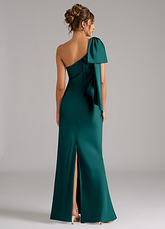 Azazie Capri Brautjungfernkleider Meerjungfrau-Linie One-Shoulder Stretch-Satin Kleid Pfau image2