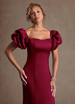 Azazie Redding Final Sale Dark Navy Sheath Ruched Stretch Satin Dress image4