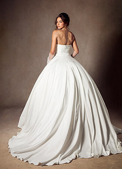 Azazie Alta Wedding Dresses Diamond White A-Line Strapless Stretch Satin Dress image2