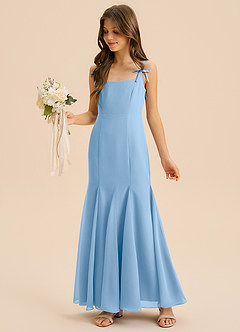 Azazie Evey Junior Powder Blue Mermaid Pleated Chiffon Dress image1