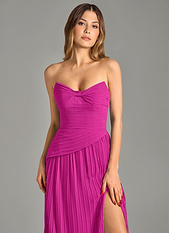 Azazie Becka Bridesmaid Dresses Fuchsia A-Line Strapless Chiffon Dress image6