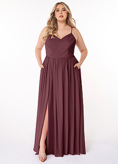 Azazie Cora Bridesmaid Dresses Sangria A-Line Pleated Chiffon Dress image12