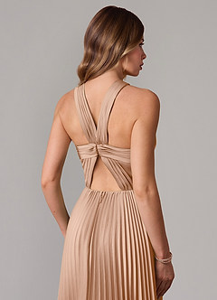 Azazie Afra Abiti da Damigella Abito A-Line in Raso Elasticizzato Plissettato Rosa Inglese image6