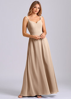 Azazie Beatrice Bridesmaid Dresses Taupe A-Line Sweetheart Neckline Chiffon Dress image4