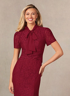Azazie Carleannia Mother of the Bride Dresses Burgundy Mermaid Lace Chiffon Dress image5