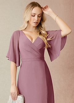 Azazie Cierra Final Sale Vintage Mauve A-Line V-Neck Chiffon Dress image6