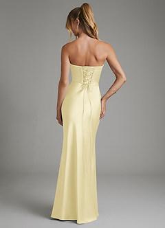 Azazie Janel Bridesmaid Dresses Lemon Sorbet Mermaid Corset Stretch Satin Dress image7