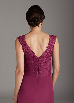 Azazie Edelin Mother of the Bride Dresses Mulberry A-Line Sweetheart Neckline Pleated Mesh Dress image7
